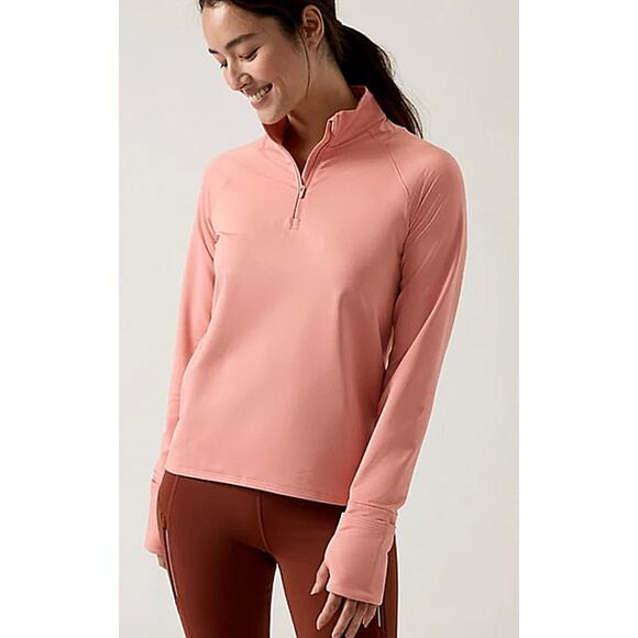 NEW Athleta Whistler Half Zip Top Plus Size 2X Conch Pink Activewear Gorpcore - Picture 1 of 13